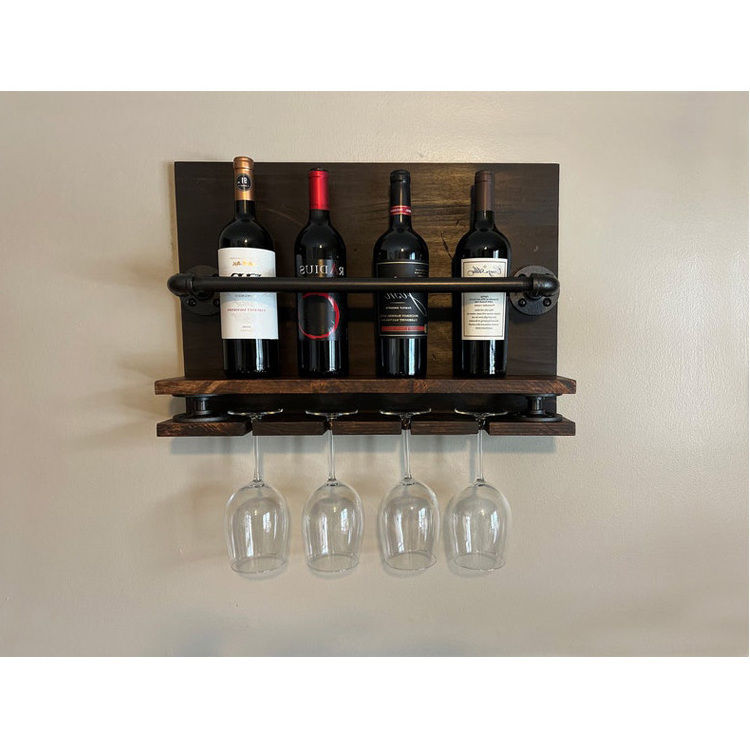 Hanging Glass Wine Bottle Beverage Holder Wall Mounting Metal Rack