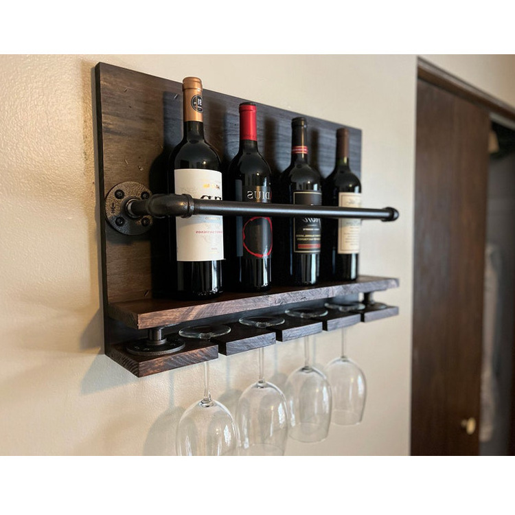 Hanging Glass Wine Bottle Beverage Holder Wall Mounting Metal Rack