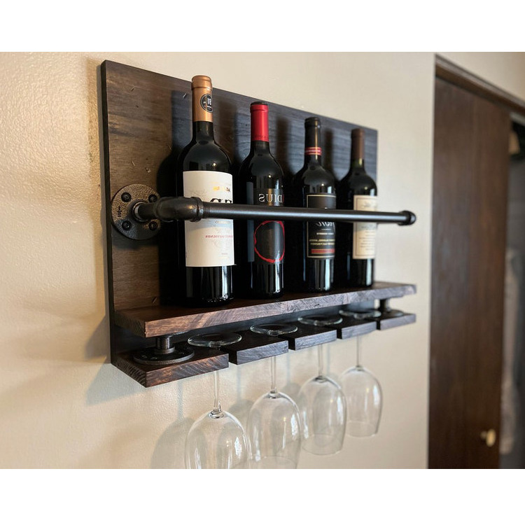 Hanging Glass Wine Bottle Beverage Holder Wall Mounting Metal Rack