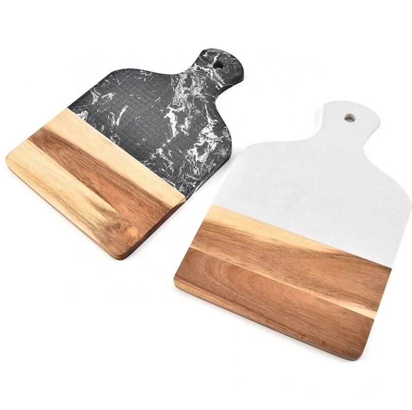 Customizable Logo/Szie Rectangle Cutting Serving Board Marble and Wood Cutting Board