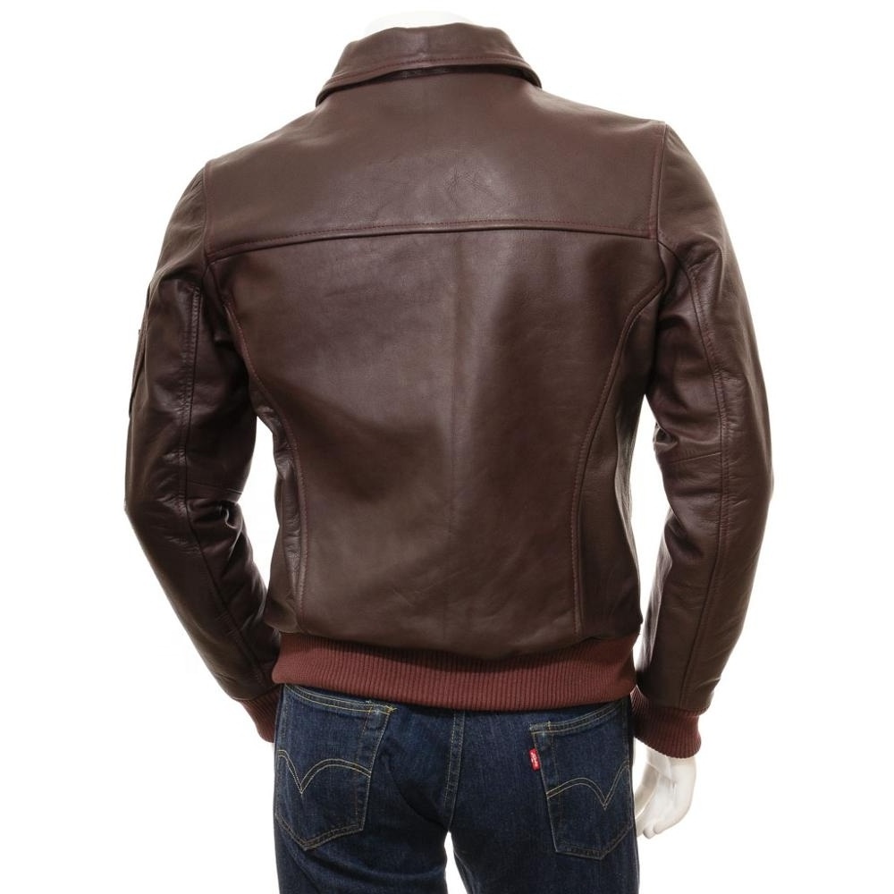 jackette for men 2018 asymmetric zip placket faux shearling brown leather jacket