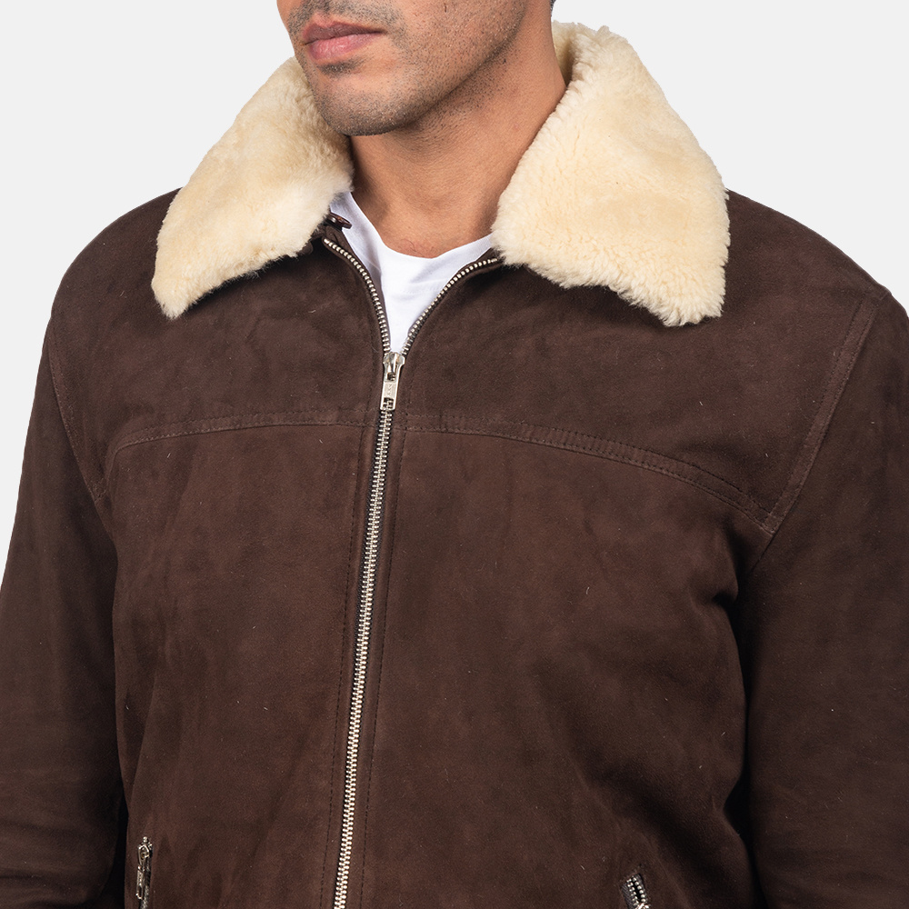 Factory Wholesale Price Winter Fashion Leather Jacket Suede Leather Jacket With Fur Sheep Collar