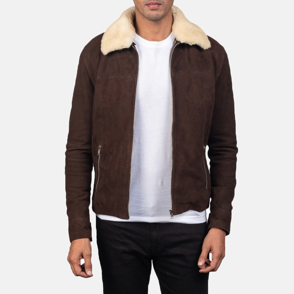 Factory Wholesale Price Winter Fashion Leather Jacket Suede Leather Jacket With Fur Sheep Collar