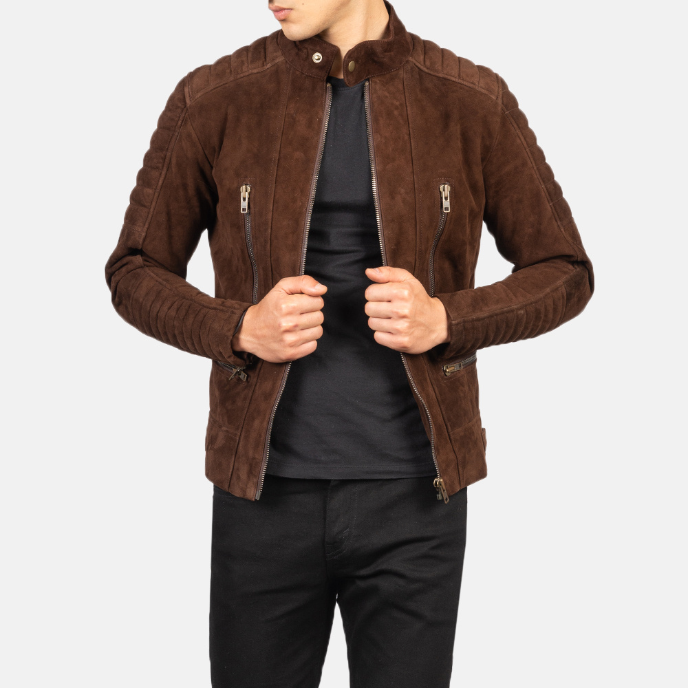 2022 Custom Men Biker Motorcycle Brown Suede Leather Jacket Made In Pakistan Sialkot/High Quality Suede Leather Jacket For Men