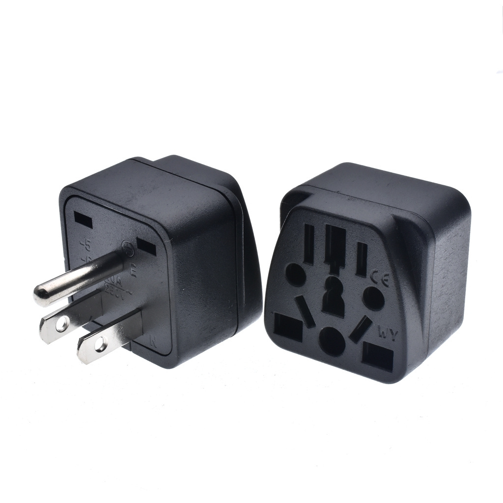 US Travel Plug Adapter EU/UK/AU/in/CN/JP/Asia/Italy/Brazil to USA (Type B), 3 Prong Grounded USA Wall Plug international