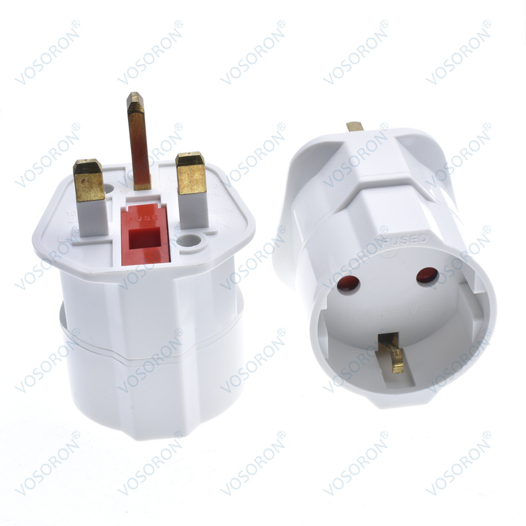 Multifunctional EU European To UK Plugs Adapter Power Converter 2 Pin Socket Travel 250V 13A Dubai Singapore Universal Adaptor