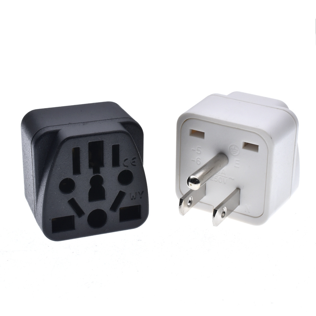 US Travel Plug Adapter EU/UK/AU/in/CN/JP/Asia/Italy/Brazil to USA (Type B), 3 Prong Grounded USA Wall Plug international