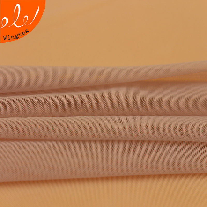 Wingtex Manufacturer 50gsm 83 Nylon 17 Spandex Nude Skin Human-like Color Stretch Power Mesh Net China Fabric Knitted Plain Dyed