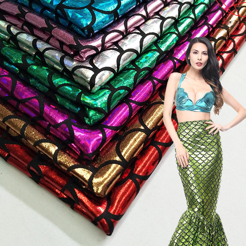 Wingtex New Design Silver Hologram Mermaid 75 Polyamide 25 Elastane Fabric for Swimwear