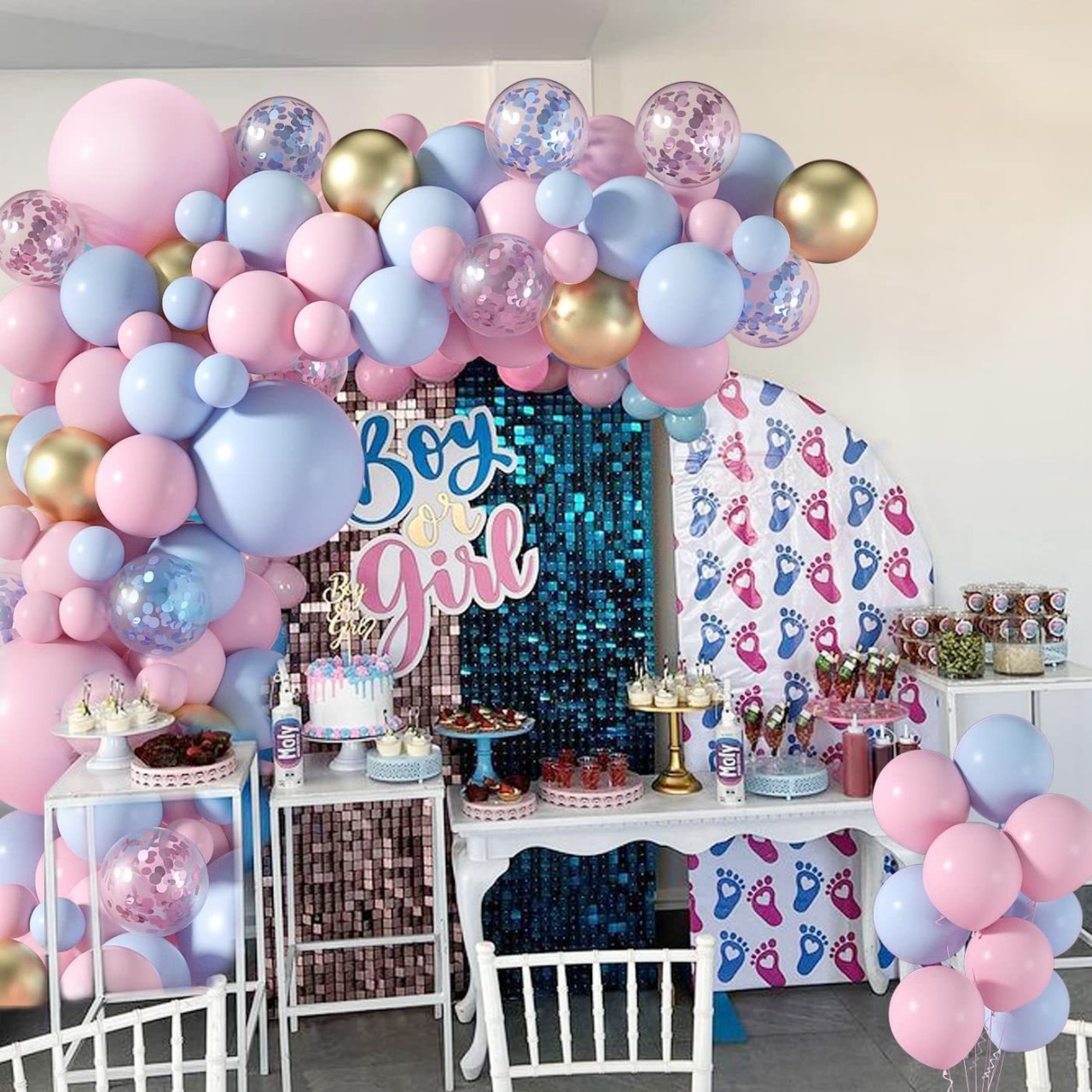 boy or girl baby gender reveal Pink Blue confetti Balloon Garland Arch Kit for baby shower Party supplies balloon sets