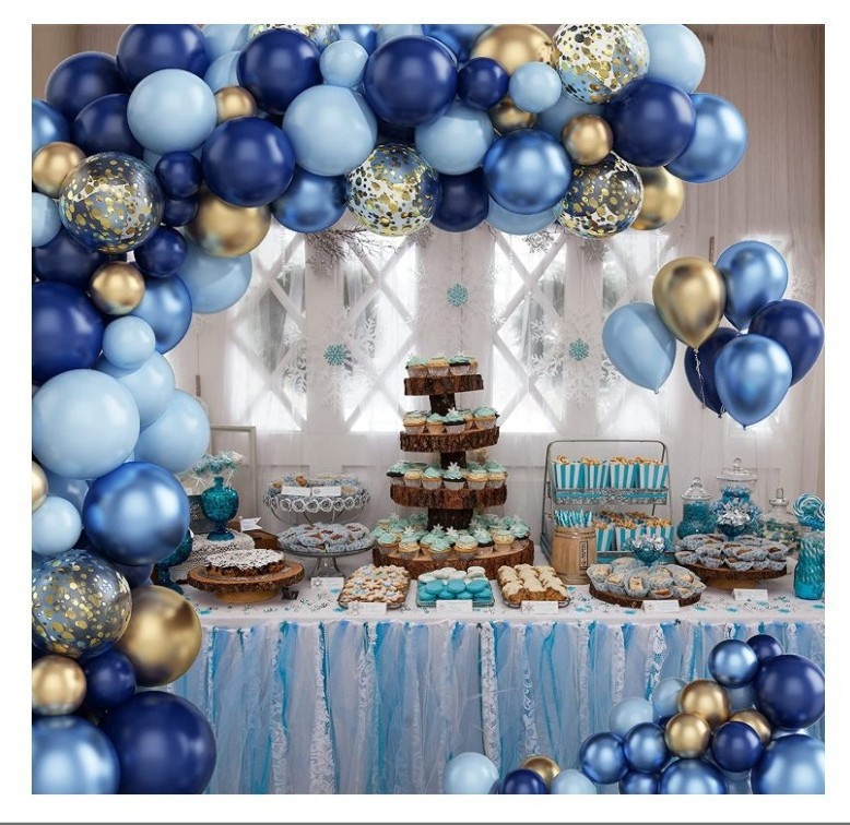 Confetti Balloons Luxurious Happy Birthday Wedding Macaroon Blue Sequins DIY Latex Balloon Garland Arch Kit balloon sets