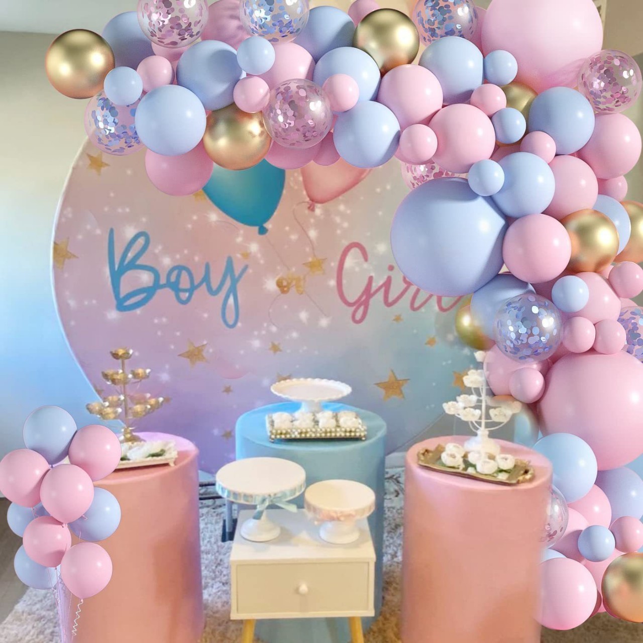 boy or girl baby gender reveal Pink Blue confetti Balloon Garland Arch Kit for baby shower Party supplies balloon sets