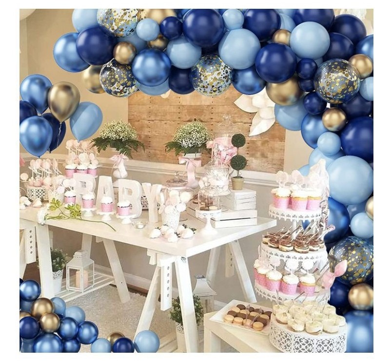 Confetti Balloons Luxurious Happy Birthday Wedding Macaroon Blue Sequins DIY Latex Balloon Garland Arch Kit balloon sets