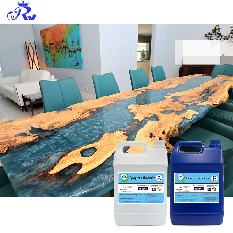 Crystal Clear Epoxy Resin epoxica f or Wood River Restaurant Table Casting: resin art supplies(Epoxy A and B)