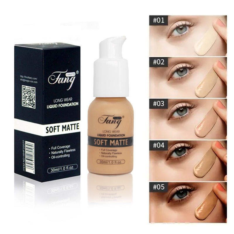 RTS 5 Shades Liquid Foundation Long Wear Waterproof Flawless Lightweight Blurs Imperfections Full Coverage Face Makeup