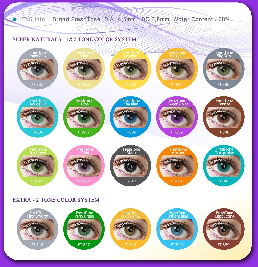 50 colors wholesale colored contacts monthly using super natural freshtone contact lens