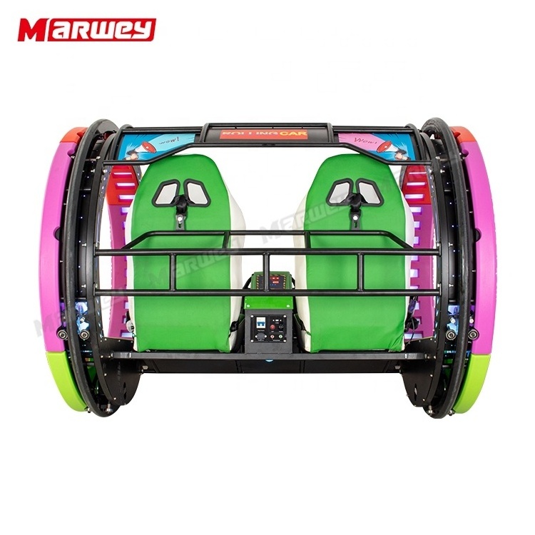 Popular Amusement Park Rides 2 Seats Happy Rolling Car Children Adults 360 Degree Rolling Swing Led Happy Le Bar Car For Sale