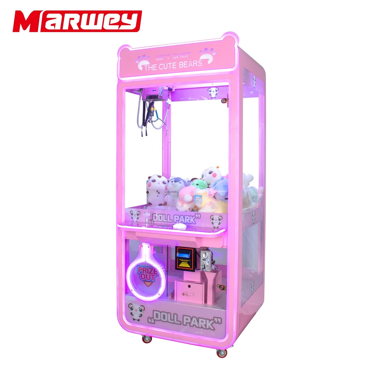 Wholesale Custom Coin Operated Toy Vending Arcade Claw Crane Machine Cheap Bill Operation Doll Claw Machine With Bill Acceptor