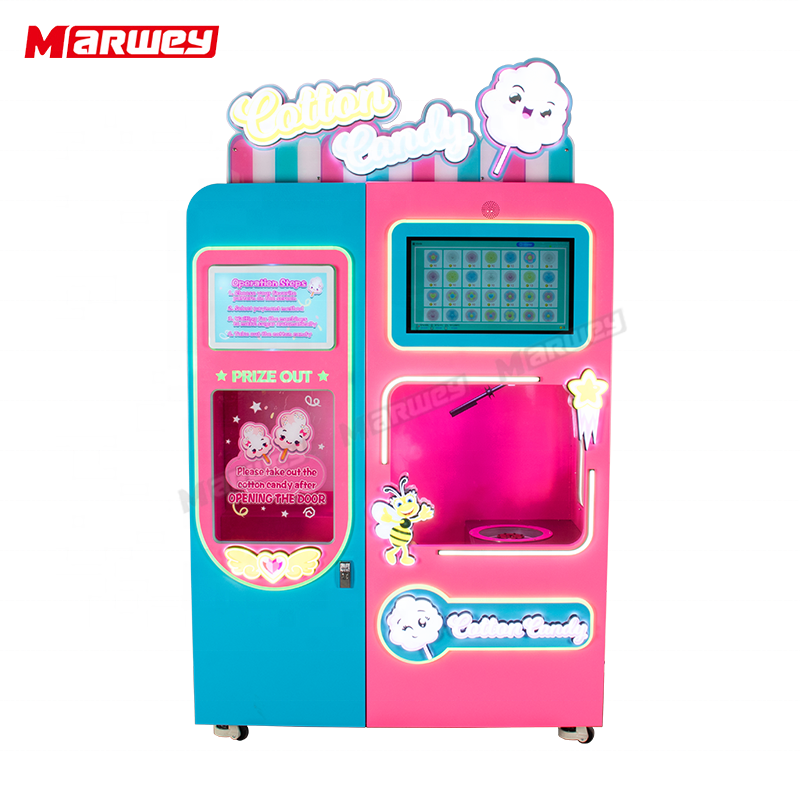 New Automatic Commercial Custom Cotton Candy Making Machine Touch Screen Self-Service Cotton Candy Vending Machine Supplier