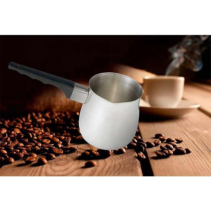 24oz Black Bakelite handle stainless steel 18/8 double wall Turkish Coffee Pot Stovetop Warmer Milk Butter Melting Pot