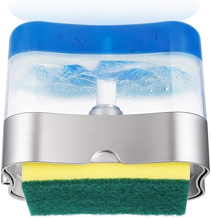 2 in 1 Creative Soap Dispenser with Sponge Double Layer Kitchen Plastic Soap Dispenser Automatic Sponge Box Scrubber Holder Case