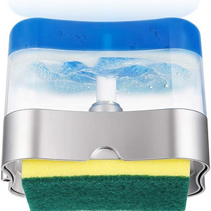 2 in 1 Creative Soap Dispenser with Sponge Double Layer Kitchen Plastic Soap Dispenser Automatic Sponge Box Scrubber Holder Case