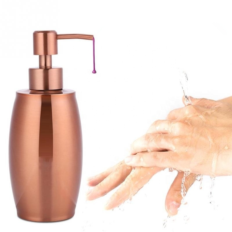 Stainless Steel 350ml Hand Pumped Soap Liquid Lotion Dispenser Home Hotel Bathroom Accessory Rose Golden Shampoo Dispenser