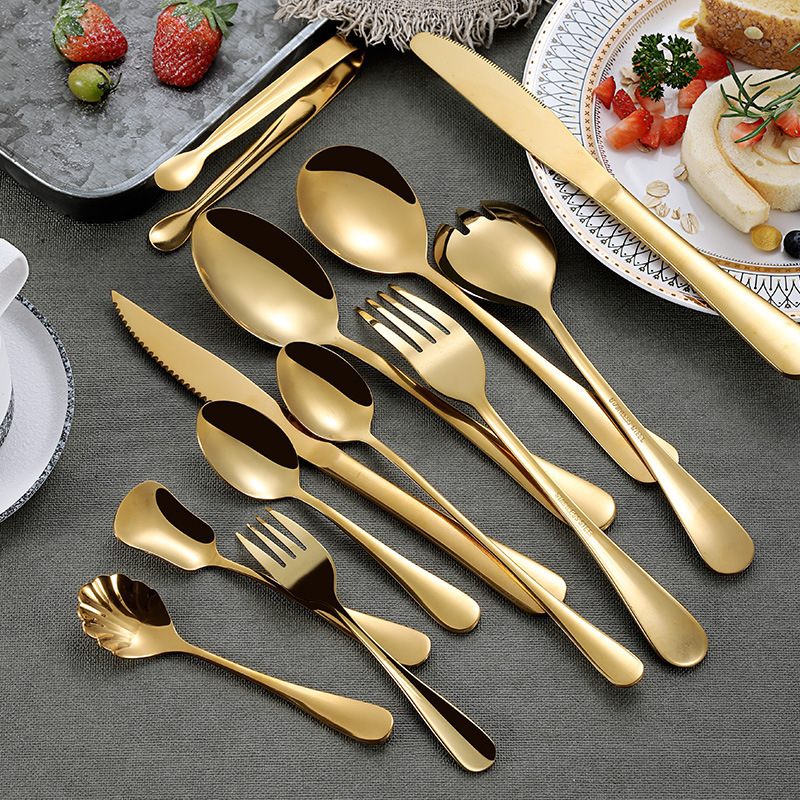 Practical type stainless steel flatware sets,black/gold/copper plated wedding flatware cutlery set,Buffet tableware dinner set