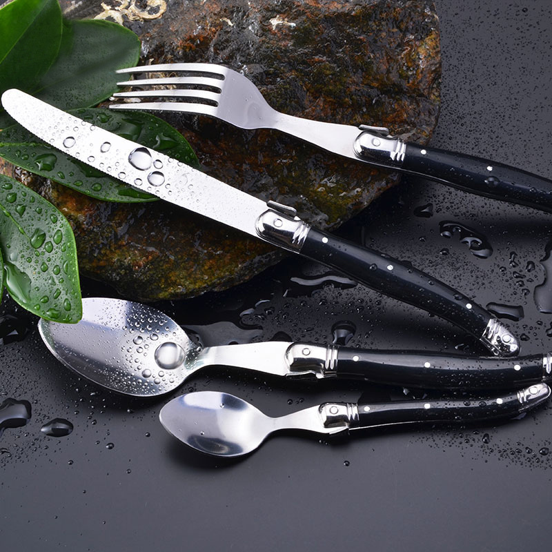 Mixed color cutlery set stainless steel laguiole cutlery and flatware for wedding