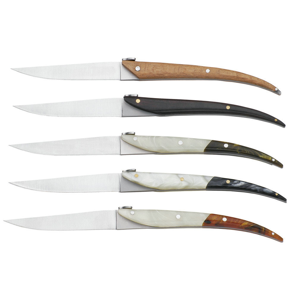 French laguiole damascus knife couteau bone handle steak knives set