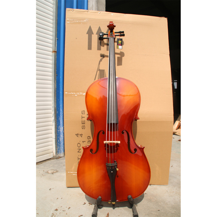 Factory Direct Sales Professional Musical Instrument Natural Color Bright Tiger Pattern Solid Wood Cello