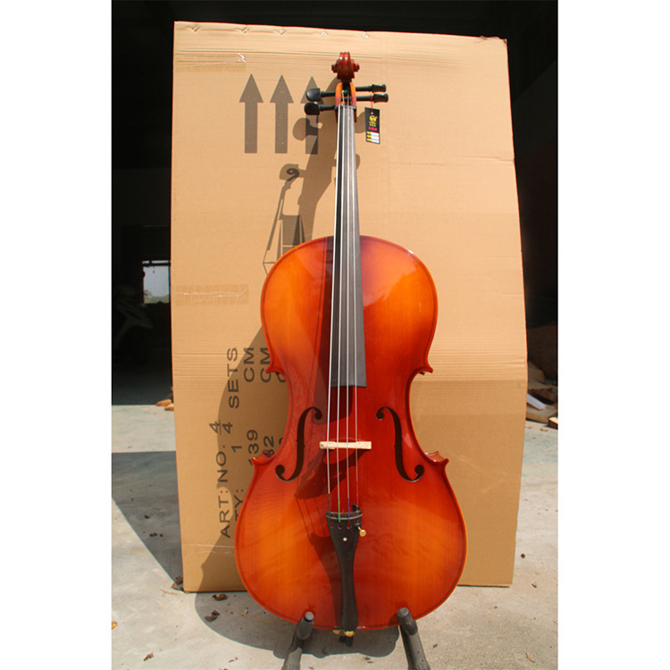 Factory Direct Sales Professional Musical Instrument Natural Color Bright Tiger Pattern Solid Wood Cello