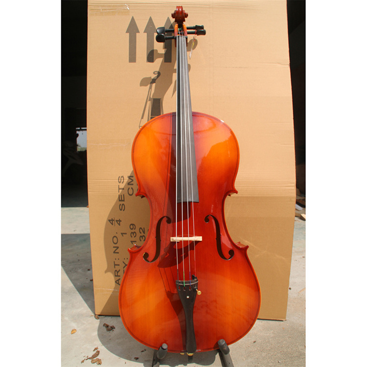 Factory Direct Sales Professional Musical Instrument Natural Color Bright Tiger Pattern Solid Wood Cello