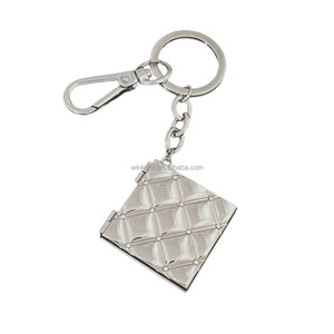 Stock square functional locket metal Keychain with 3.3 x 3.4 photo opening and mirror promotion souvenir metal keyrings