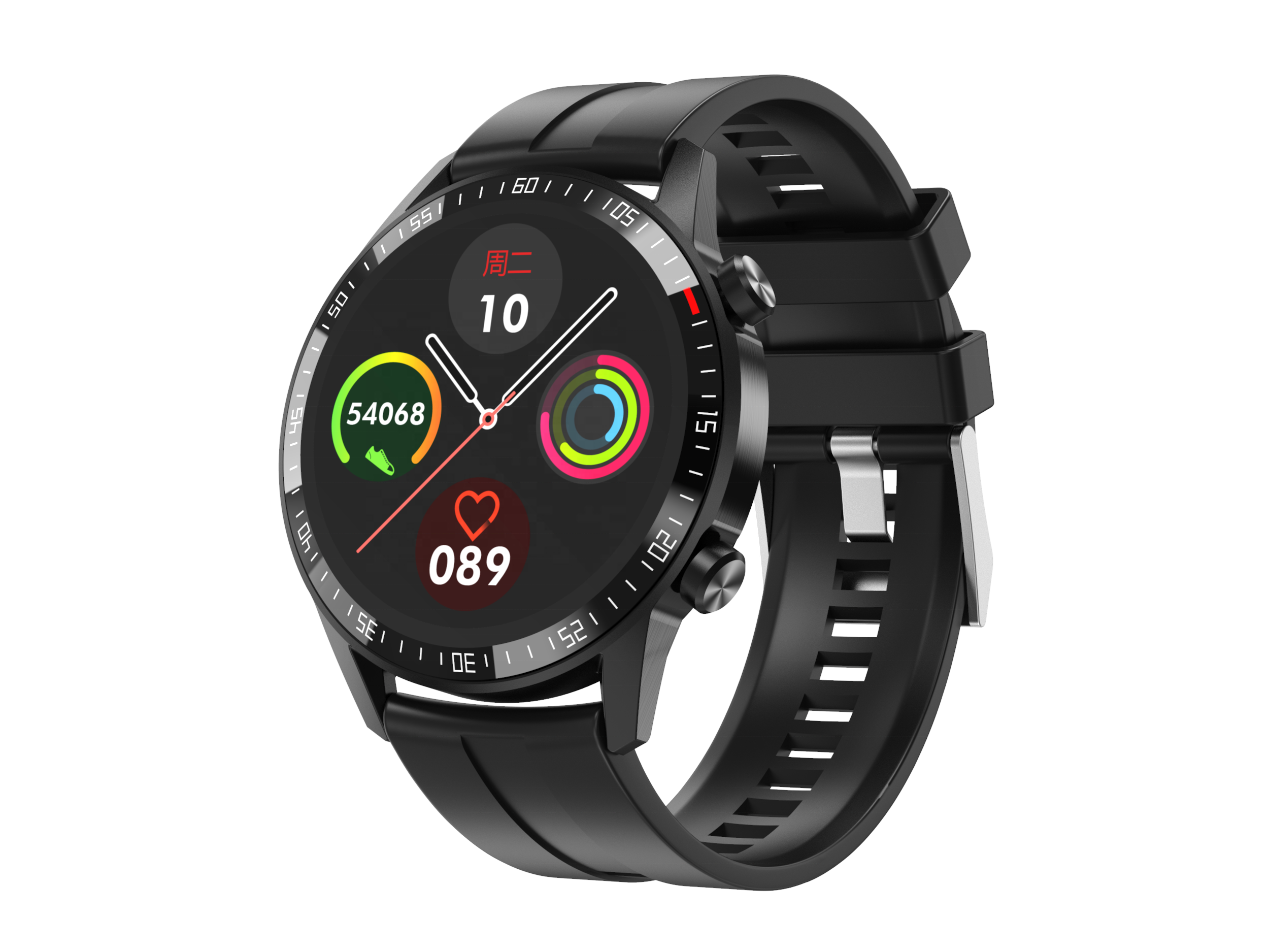 New Q88 Smart Watch 2.5D Full Round Screen Fitness Tracker Band Heart Rate Blood Pressure Oxygen Monitor Pedometer