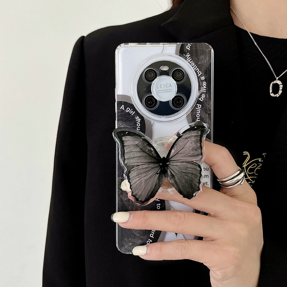 2022 New Dark Black Butterfly Design Soft TPU Phone Cover for Huawei P30 P40 P50 Nova 4 5 6 Phone Cases