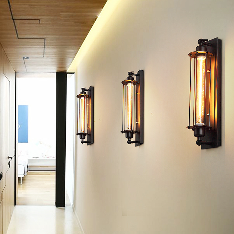 American Industrial Style Wall Light Iron Edison Retro Flute Wall Lamp Classic LED Vintage Wall Sconce Light