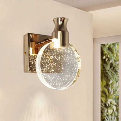 Nordic Luxury Design Indoor Living Room Bedroom Sconce Led Bubble Crystal Gold Wall Lamp Modern Bedside Single Wall Lamp Light