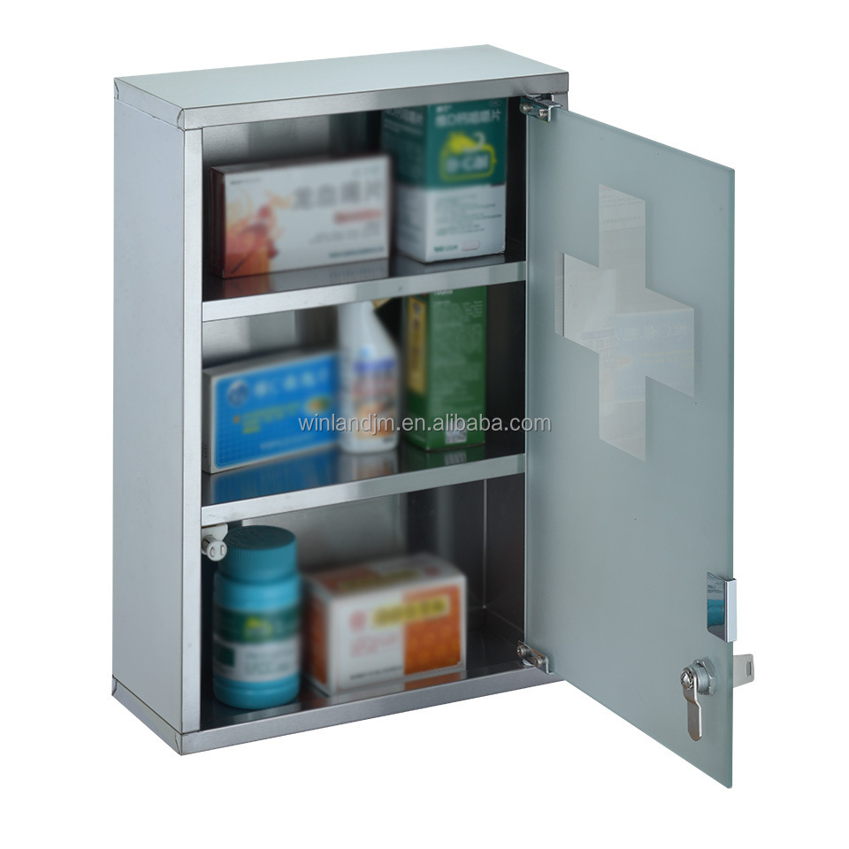 Home use bathroom wall mount medical kit metal medicine cabinet with lock