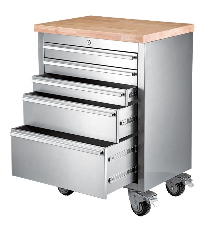 26 inch Stainless Steel Tool Trolley Chest Work Bench Tool Cabinet Workshop