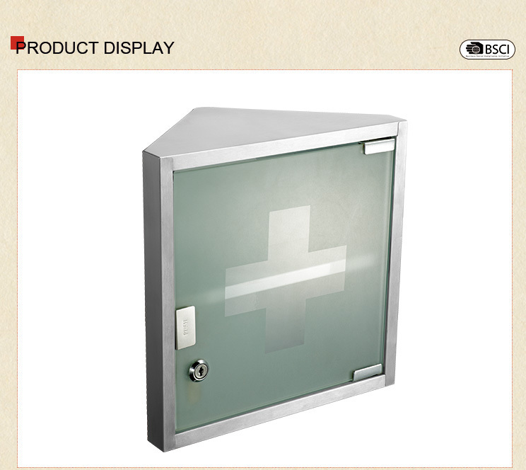 First Aid Medical Wall Mounted Corner Cabinet Storage Box Bathroom Items Stainless Steel Medicine cabinet