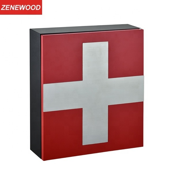 Wall Mounted Steel Medical Organizer Safe and Secure Storage for Medicine First Aid and Emergency Kit