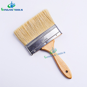 Natural Bristle flat Brush wooden Handles and Stainless steel tinplate Paint Brush