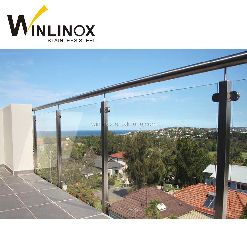 Exterior inox glass balcony plexiglass deck railing