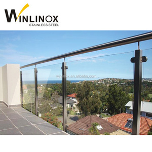 Exterior inox glass balcony plexiglass deck railing