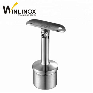 Stainless Steel Stair Round Post Mounted Hand Rail Support With Adjustable Radius Saddle