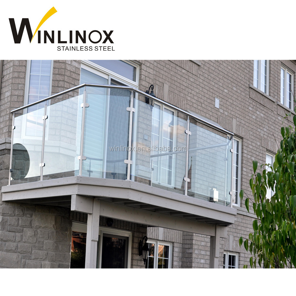 Exterior inox glass balcony plexiglass deck railing