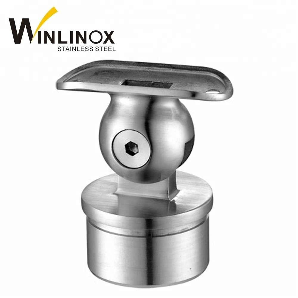 Stainless Steel Stair Round Post Mounted Hand Rail Support With Adjustable Radius Saddle