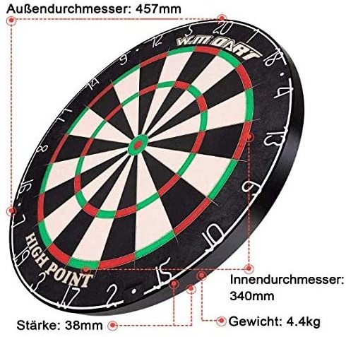 Win.max Dart Board Bristle Steel Tip Dartboard with Flights Finger Grip Wax 6 Darts