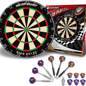 Win.max Dart Board Bristle Steel Tip Dartboard with Flights Finger Grip Wax 6 Darts